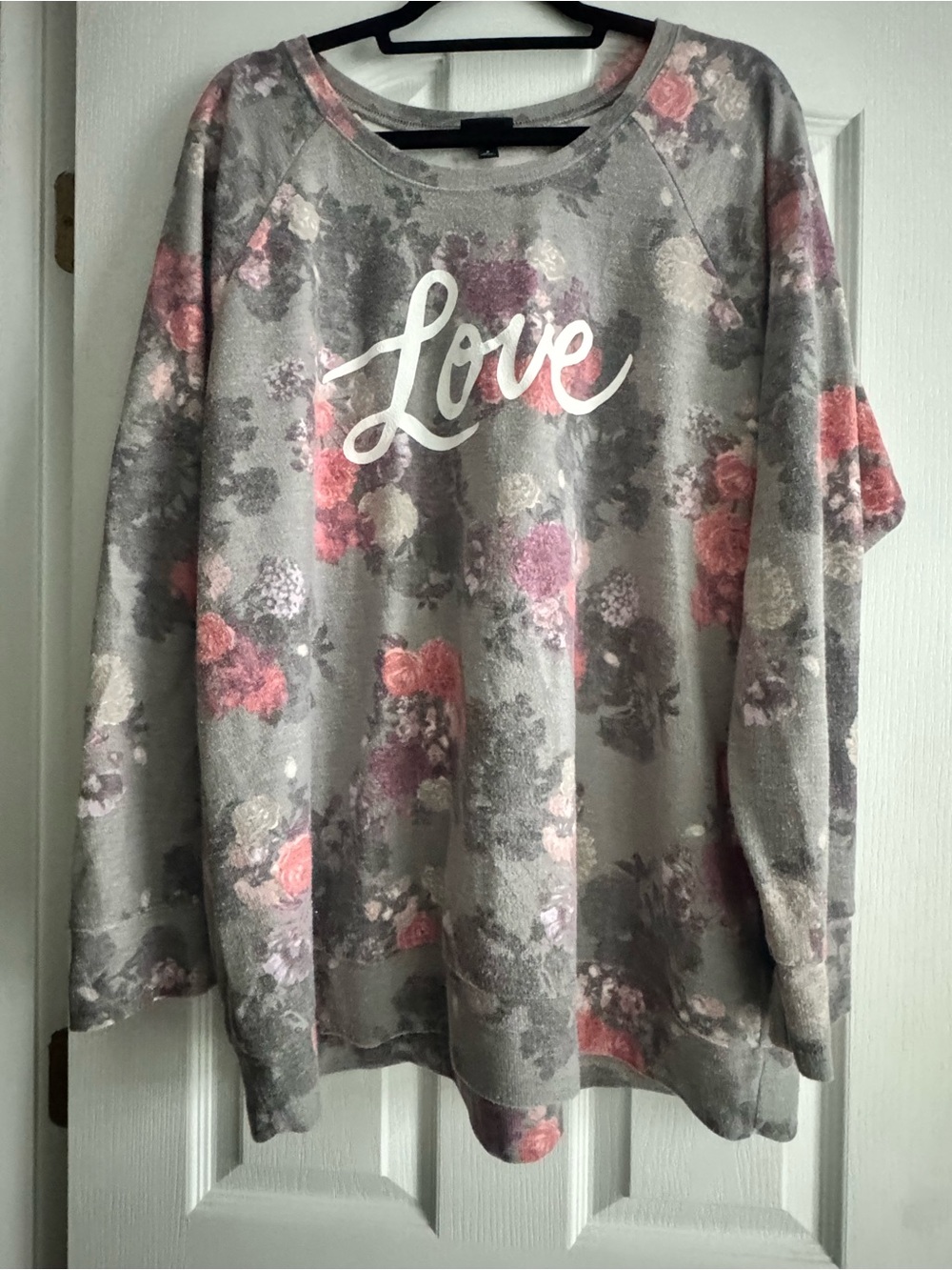 torrid Gray Floral 'Love' Pullover Sweatshirt
